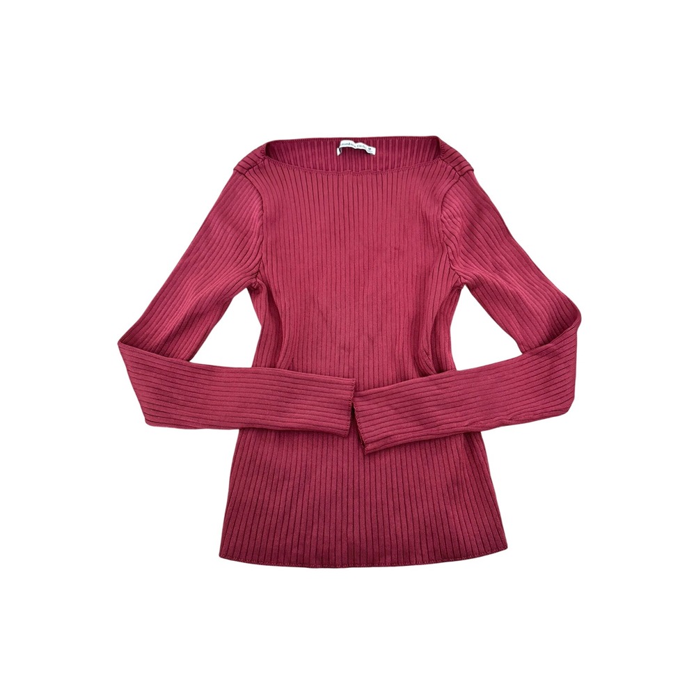 Abercrombie & Fitch Y2K Ribbed Boat Neck Knit Top Pink Long Sleeve Medium